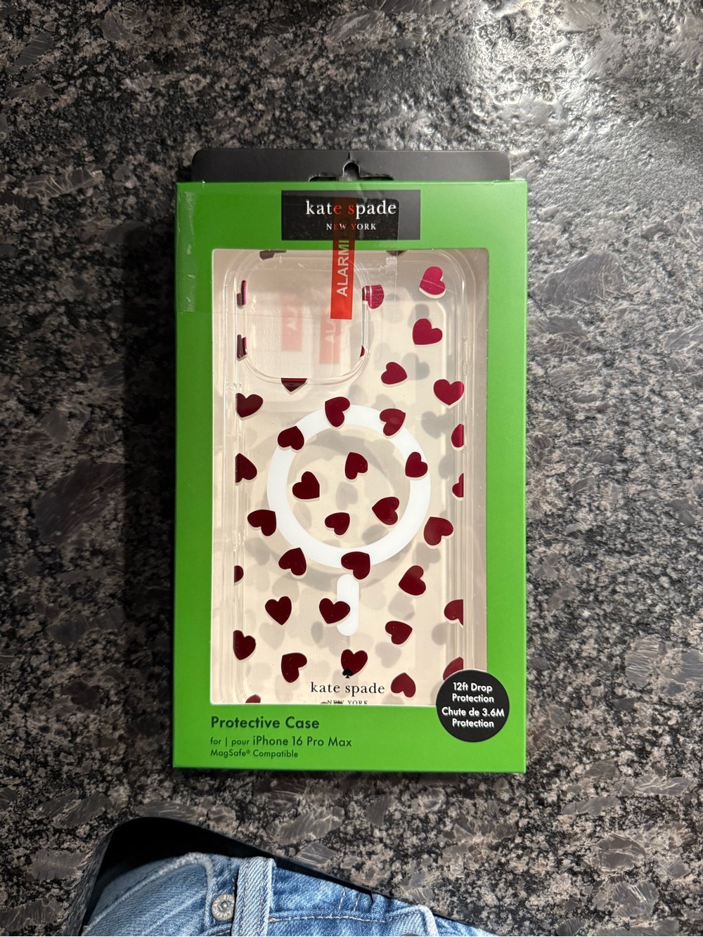 kate spade Clear Case with Red Heart Pattern for iPhone 16 Pro Max